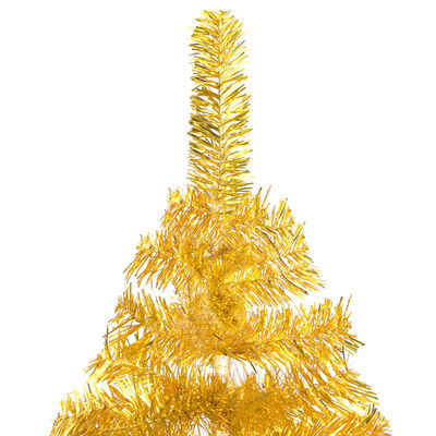 vidaXL Tekojoulukuusi telineellä esivalaistu kulta 240 cm PET