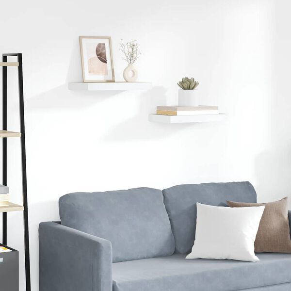 vidaXL Kelluvat sein&auml;hyllyt 2 kpl tammi ja valkoinen 50x23x3,8 cm MDF