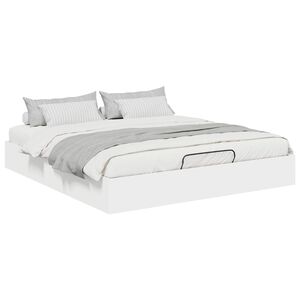 vidaXL Ottoman S&auml;ngyn Runko Valkoinen 203 x 180 x 25 cm K&auml;sitelty puu