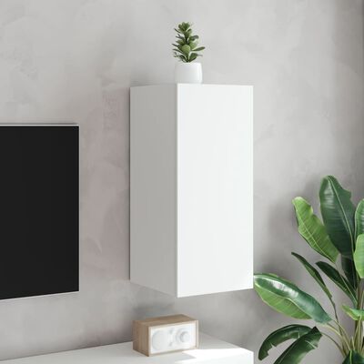vidaXL TV-seinäkaappi LED-valoilla valkoinen 30,5x35x70 cm
