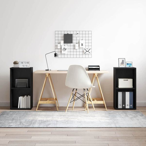 vidaXL TV-tasosetti 2 pcs Musta tammi. 37 x 35 x 72 cm Tekninen puu