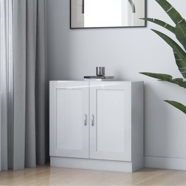 vidaXL Kirjahylly korkeakiilto valkoinen 82,5x30,5x80 cm tekninen puu