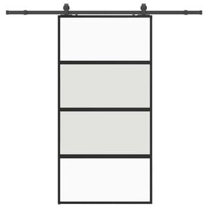 vidaXL liukuovi laitteistosarjalla musta 102,5x205 cm karkaistu lasi
