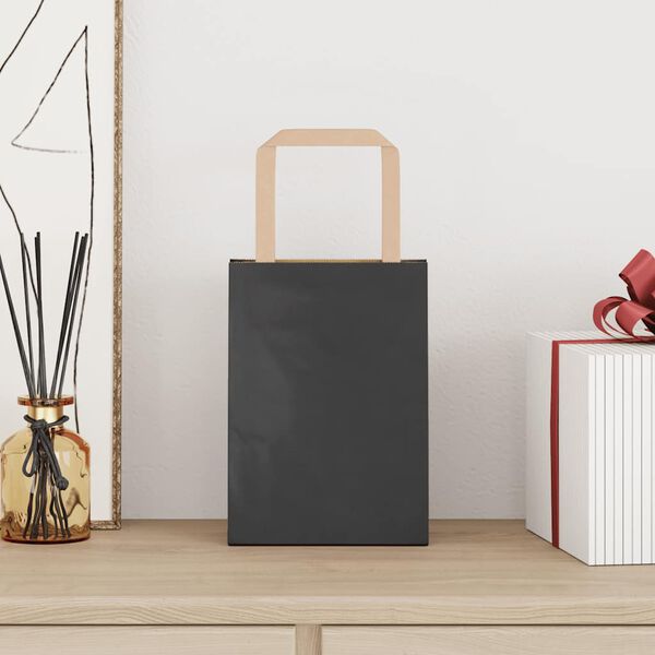 vidaXL Paperikassit 250 kpl kahvoilla musta 15x8x21 cm