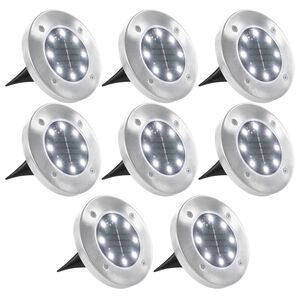 vidaXL Aurinkoenergia maavalaisimet 8 kpl LED valkoinen