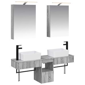 vidaXL Kylpyhuoneen kaappisetti 5 pcs Harmaa Sonoma 50 x 14,5 x 70 cm