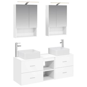 vidaXL Kylpyhuonekalustesetti 5 pcs valkoinen Tekninen puu ja lasi