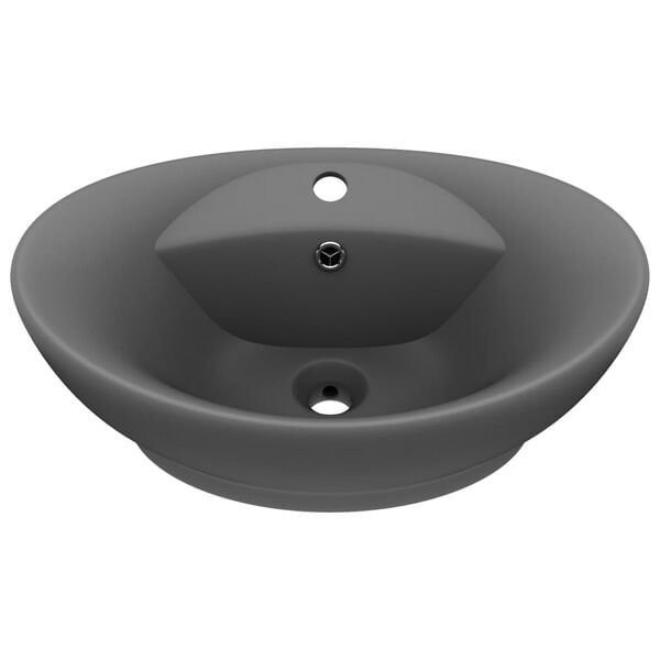 vidaXL Ylellinen pesuallas ovaali matta tummaharmaa 58,5x39 cm keraami