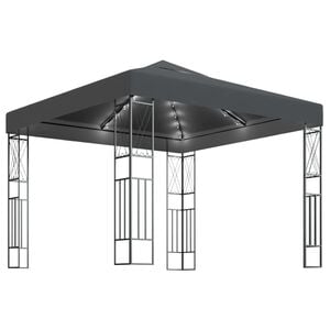 vidaXL Huvimaja LED-valonauhoilla 3x3 m antrasiitti kangas