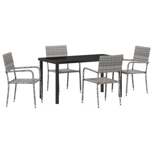 vidaXL Piharuokailu setti tyynyll&auml; 5 pcs Harmaa polyrottinki
