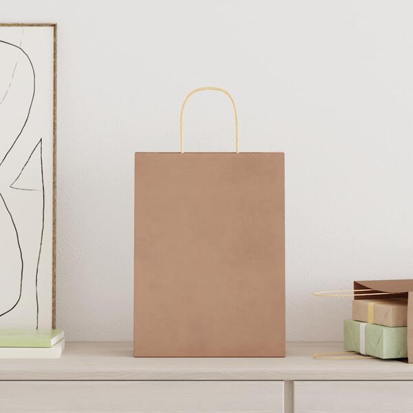 vidaXL Paperikassit 50 kpl kahvoilla ruskea 26x12x35 cm