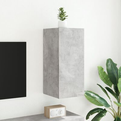 vidaXL TV-seinäkaappi LED-valoilla betoninharmaa 30,5x35x70 cm