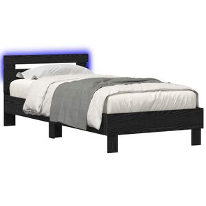 vidaXL S&auml;ngyn runko LED-valolla Musta tammi 80 x 200 cm Tekninen puu