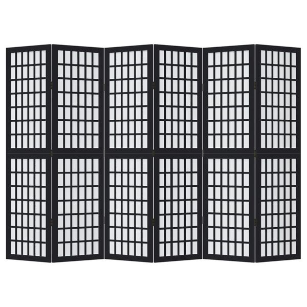 vidaXL 6-Paneelinen tilanjakaja musta t&auml;ysi keisaripuu
