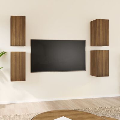 vidaXL TV-kaapit 4 kpl ruskea tammi 30,5x30x60 cm tekninen puu