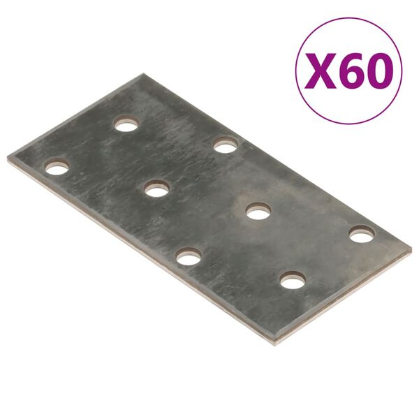 vidaXL Reikälevyt 60 kpl 2 mm 80x40 mm galvanoitu teräs