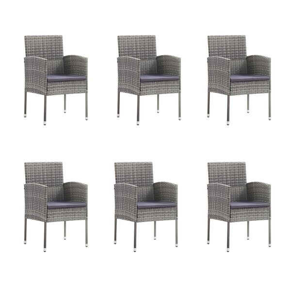 vidaXL 7-osainen Ulkoruokailuryhm&auml; tyynyill&auml; antrasiitti polyrottinki