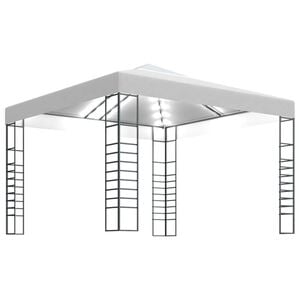 vidaXL Puutarhakatos LED-valonauhoilla 3x3 m valkoinen