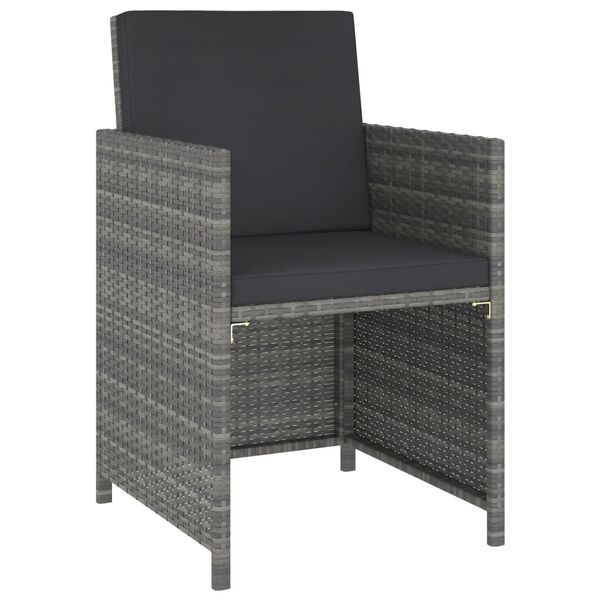 vidaXL 6-osainen Ulkoruokailuryhmä polyrottinki ja akasiapuu harmaa