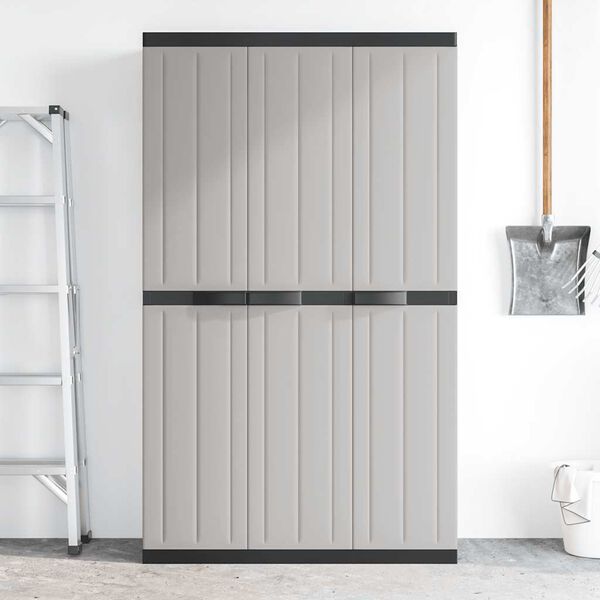 vidaXL Puutarhan varastokaappi harmaa ja musta 97x37x165 cm PP