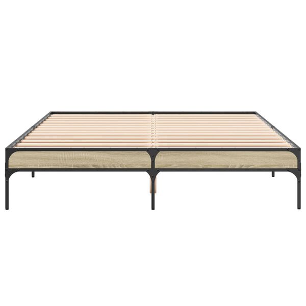 vidaXL Sängynrunko Sonoma tammi 140x200 cm tekninen puu ja metalli