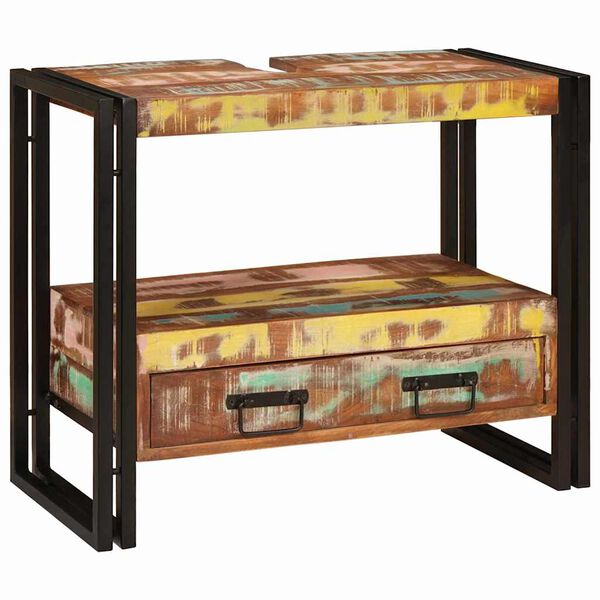 vidaXL Kylpyhuoneen allaskaappi Kierrätetty täysipuusta ja raudasta