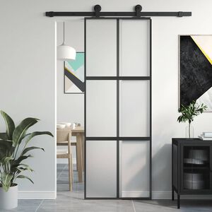 vidaXL Liukuovi musta 76x205 cm karkaistu lasi ja alumiini