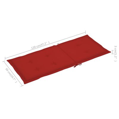 vidaXL Puutarhatuolit 4 kpl tyynyillä punainen täysi tiikki