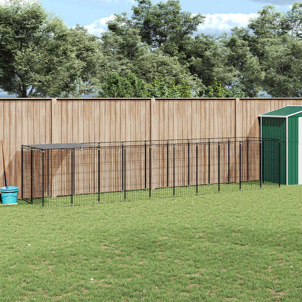 vidaXL Koiranhäkki musta 6,05 m² teräs