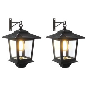 vidaXL Sein&auml;valaisin with LED Bulb 2 kpl Musta 19 x 14 x 25 cm