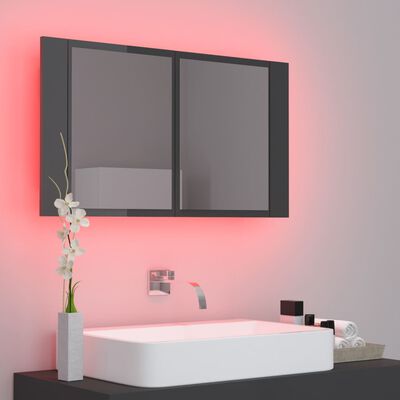 vidaXL Kylpyhuoneen LED peilikaappi korkeak. harm. 80x12x45 cm akryyli