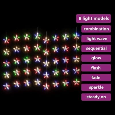vidaXL LED-valoverho tähtikeijuvalot 200 LEDiä värikäs