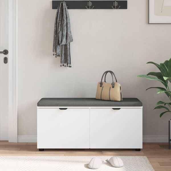 vidaXL Halli penkki tyynyll&auml; ovella Valkoinen 100 x 38 x 46 cm