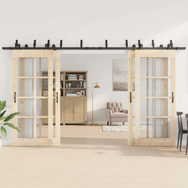 vidaXL Liukuovi Hardware Kit 400 cm Ter&auml;s Musta