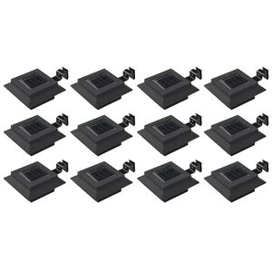 vidaXL Ulkoaurinkokennovalaisin 12 kpl LED neli&ouml; 12 cm musta