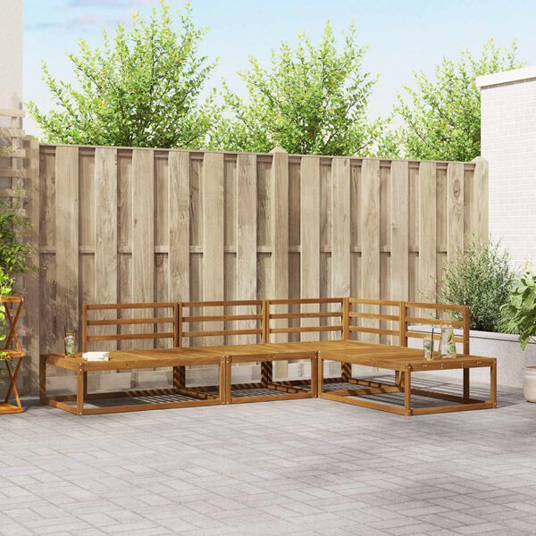 vidaXL Ulkosohvakokoelma 4 Kappale Luonnollinen Tihe&auml; akasiapuu