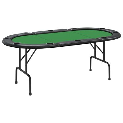 vidaXL 10 pelaajan kokoontaittuva pokeripöytätaso vihreä 206x106x75 cm