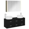 vidaXL Kylpyhuonekalustesetti 4 kpl Musta tammi Tekninen puu ja lasi