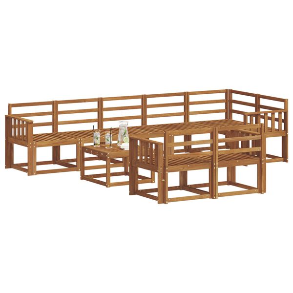 vidaXL Ulkosohvakokoelma 9 pcs Luonnollinen Tihe&auml; akasiapuu