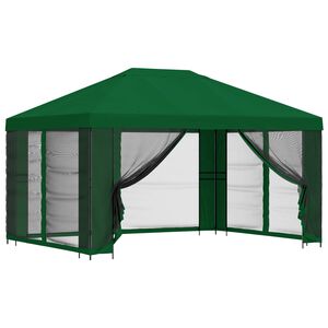vidaXL Puutarhamaja sivuseinill&auml; 4 &times; 3 m Vihre&auml; Polyesteri ja ter&auml;s