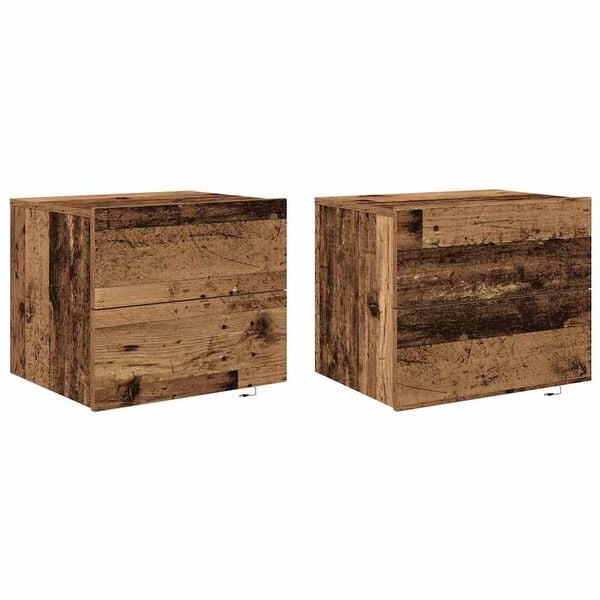 vidaXL Y&ouml;p&ouml;yt&auml;kaappi 2 pcs Vanha puu 50 x 39 x 41 cm Tekninen puu