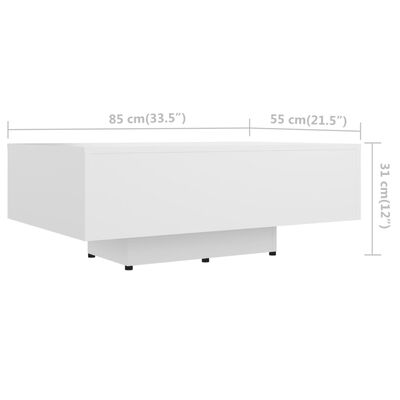 vidaXL Sohvapöytä valkoinen 85x55x31 cm tekninen puu