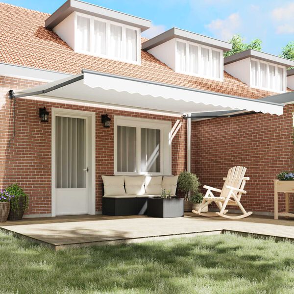 vidaXL Aurinkovarjo Valkoinen 450 x 300 x 165 cm Polyesteri ja metalli