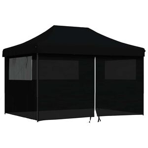 vidaXL Taitettava pop-up juhlateltta 4 sivusein&auml;ll&auml; musta