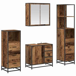 vidaXL Kylpyhuonekalustesetti hyllyll&auml; 4 pcs Vanha Puu Tekninen puu