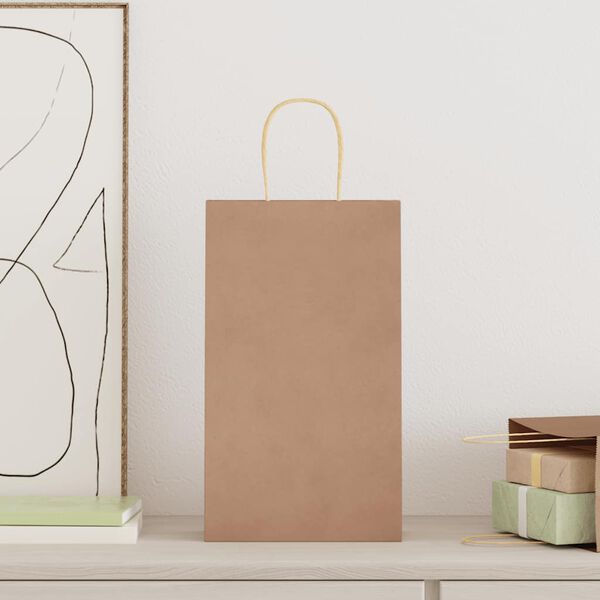 vidaXL Paperikassit 50 kpl kahvoilla ruskea 21x11x36 cm