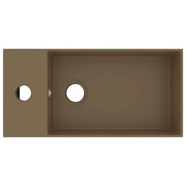 vidaXL Kylpyhuoneen pesuallas ylivuodolla keraaminen matta kerma