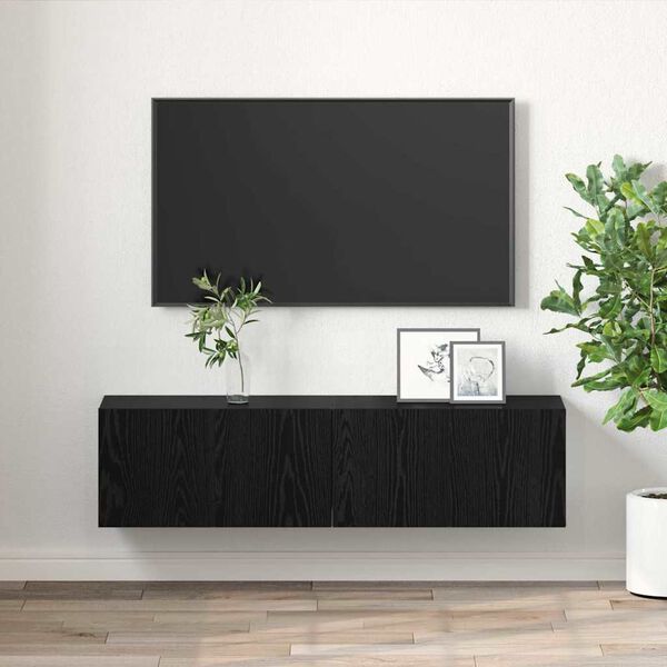 vidaXL TV-tasosetti 2 pcs Musta 60 x 30 x 30 cm Tekninen puu