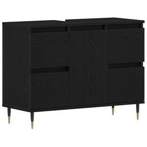 vidaXL Kylpyhuoneen allaskaappi Musta tammi. 80 x 33 x 60 cm