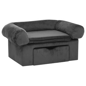 vidaXL Koiran sohva vetolaatikolla tummanharmaa 75x50x38 cm plyysi